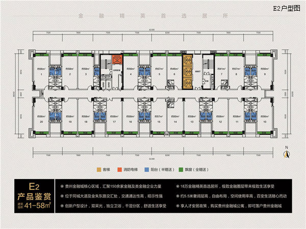 贵州金融城E2户型建筑面积41-58平米-中国网地产