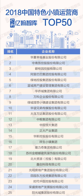 2018中国特色小镇运营商TOP50研究报告-中国网地产