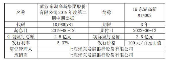 东湖高新：2.5亿元中期票据于6月12日发行完成-中国网地产