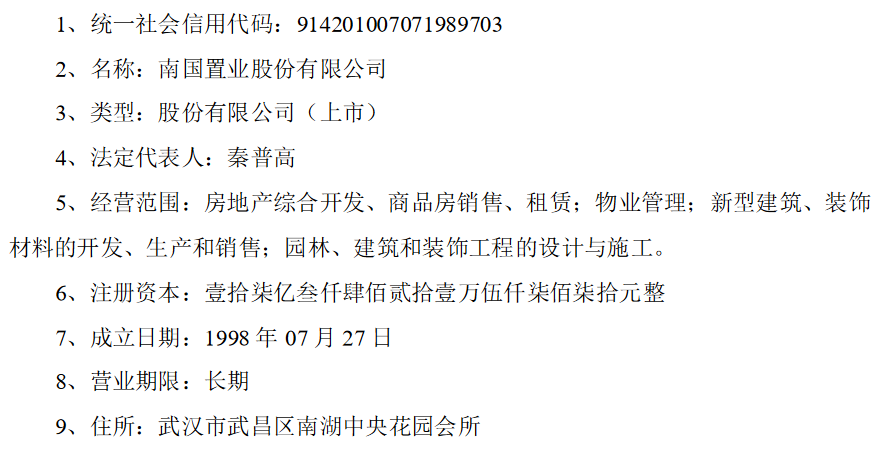 南国置业：公司法定代表人变更为秦普高 工商变更登记已完成-中国网地产