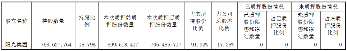 陽光城：控股股東及其一致行動人質押4690萬股股份-中國網地産
