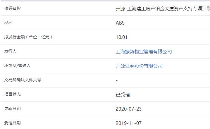 上海振新物业10.01亿元资产支持ABS已获上交所受理-中国网地产