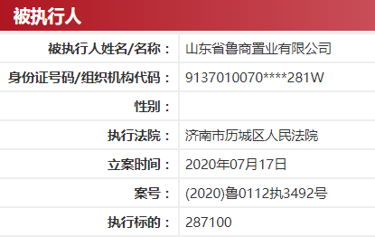 鲁商置业被列为被执行人 执行标的287100元-中国网地产