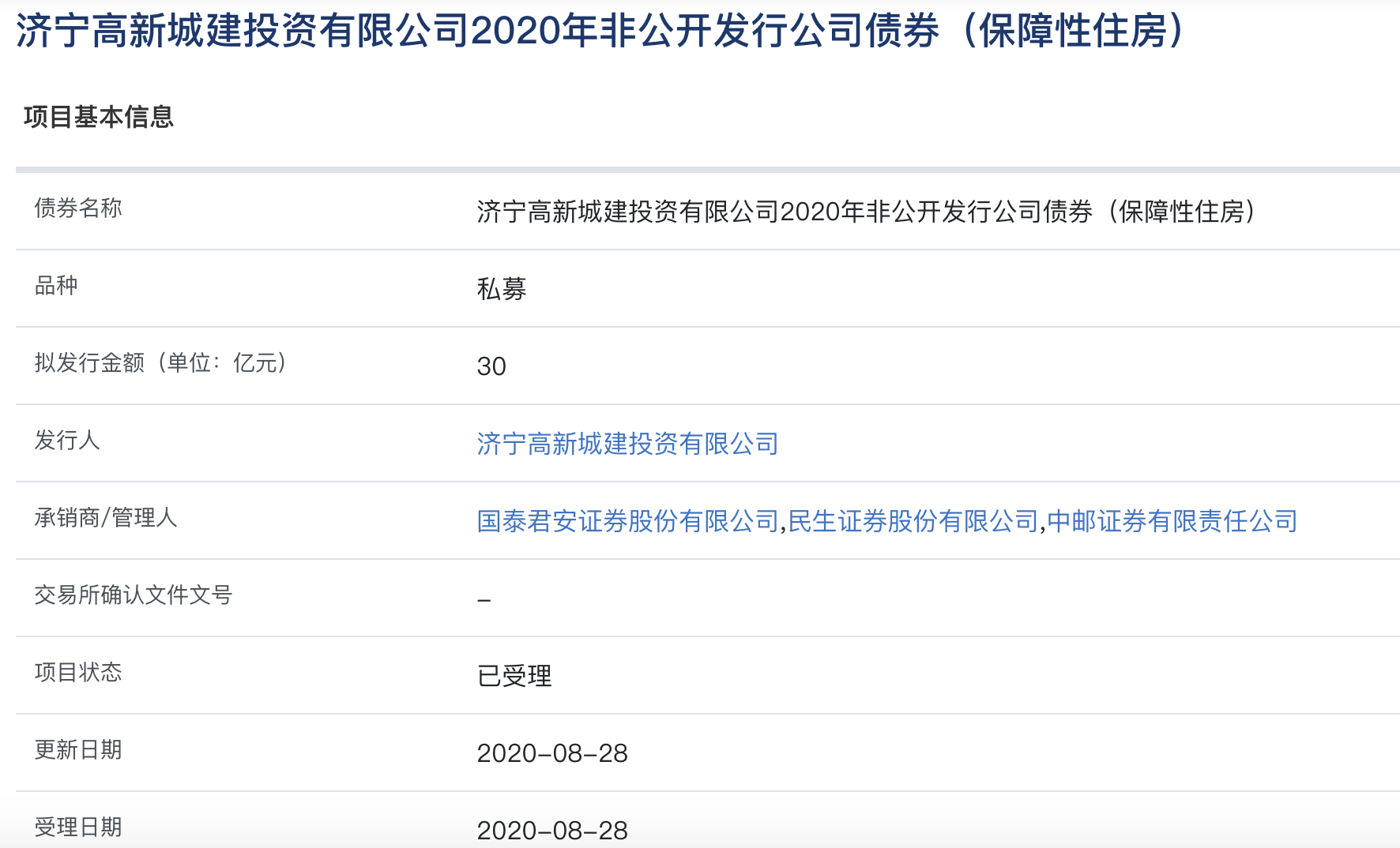 濟寧高新城建30億元私募公司債券（保障性住房）已獲上交所受理-中國網地産