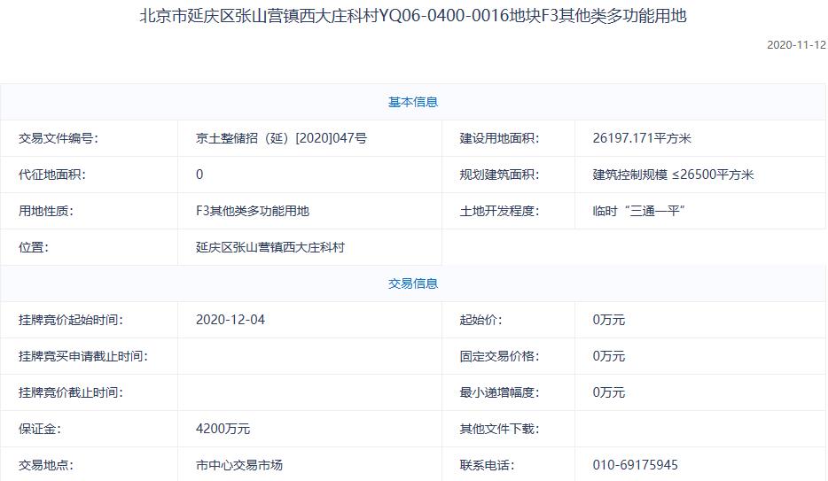 北京6.08亿元挂牌2宗多功能地块 -中国网地产