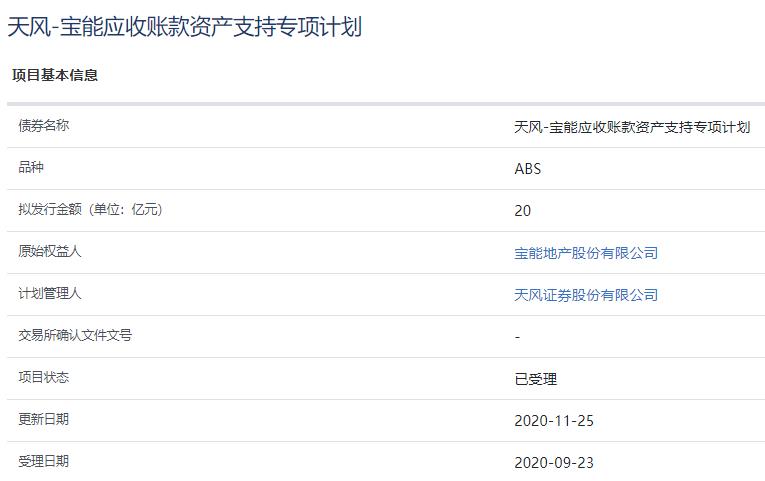寶能地産20億元資産支援ABS已獲上交所受理-中國網地産