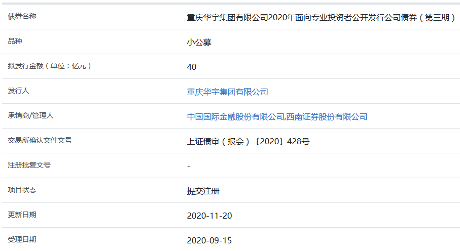 华宇集团40亿元小公募公司债券在上交所提交注册-中国网地产