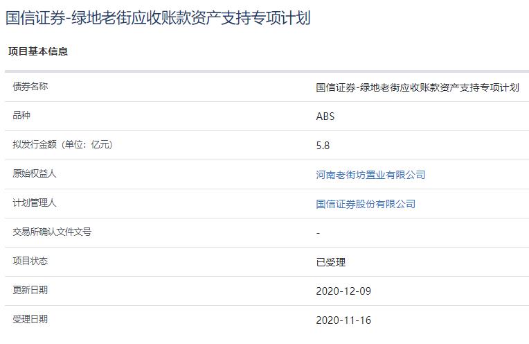 河南老街坊置业5.8亿元资产支持ABS已获上交所受理-中国网地产