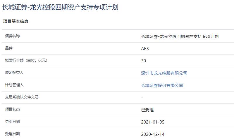 龙光控股30亿元资产支持ABS已获上交所受理-中国网地产
