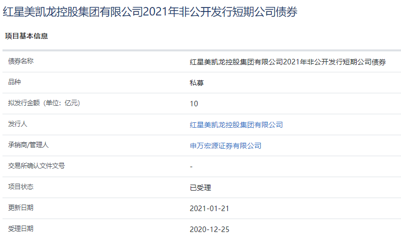 紅星美凱龍10億元短期公司債券已獲上交所受理-中國網地產