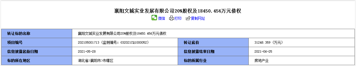 华侨城拟3.12亿元转让襄阳文城实业20%股权及1.845亿债权-中国网地产